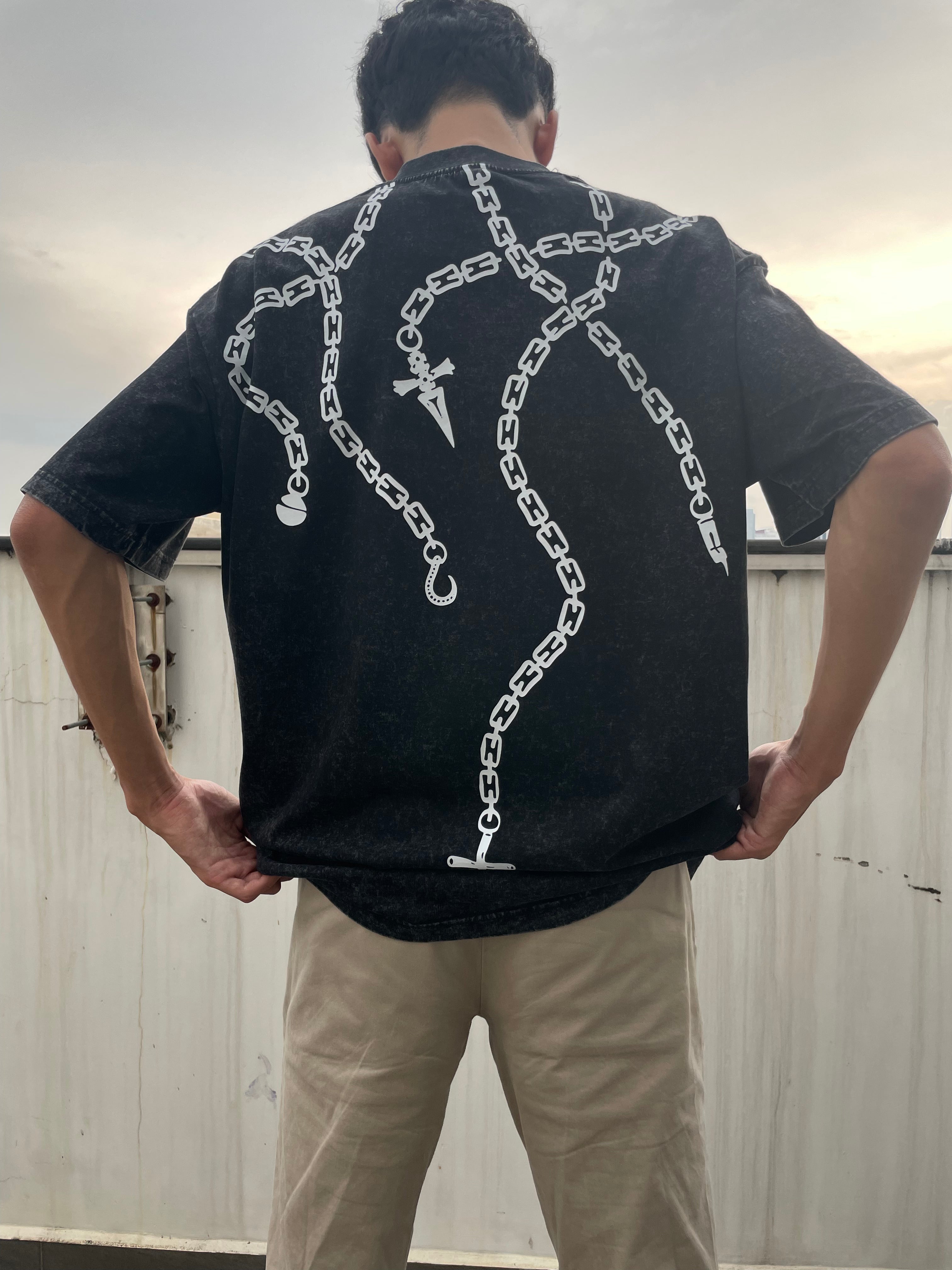 Nysekai "Kurapika Ring Chains" Hunter x Hunter Vintage Washed Oversized T-Shirt