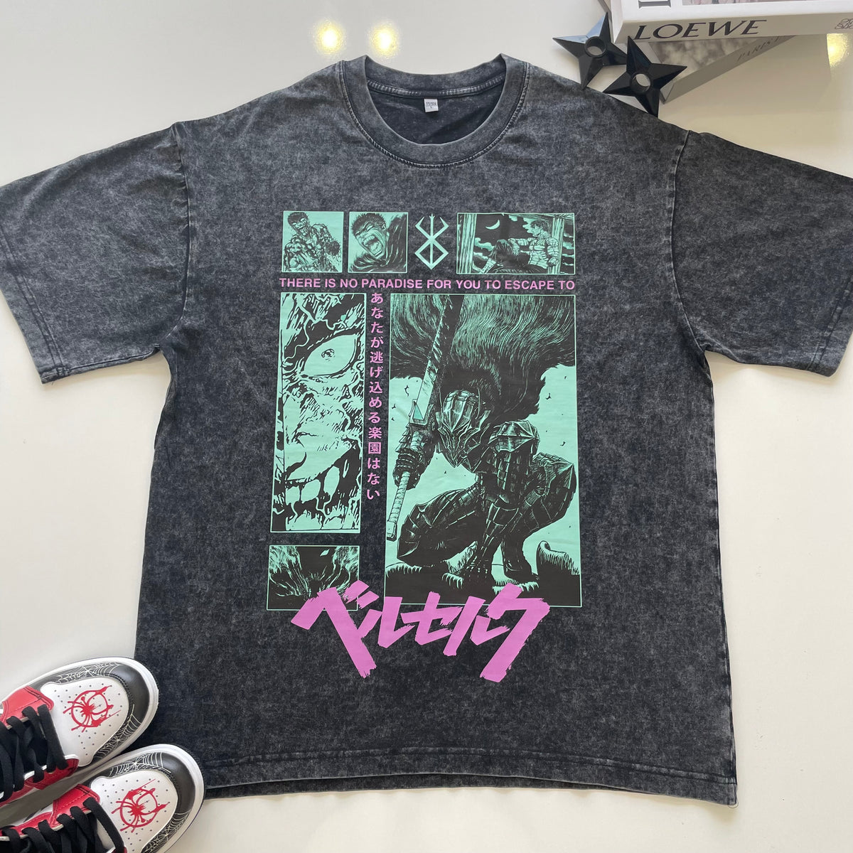 Nysekai "Berserk Guts Anime Aesthetic " Vintage Oversize T Shirt