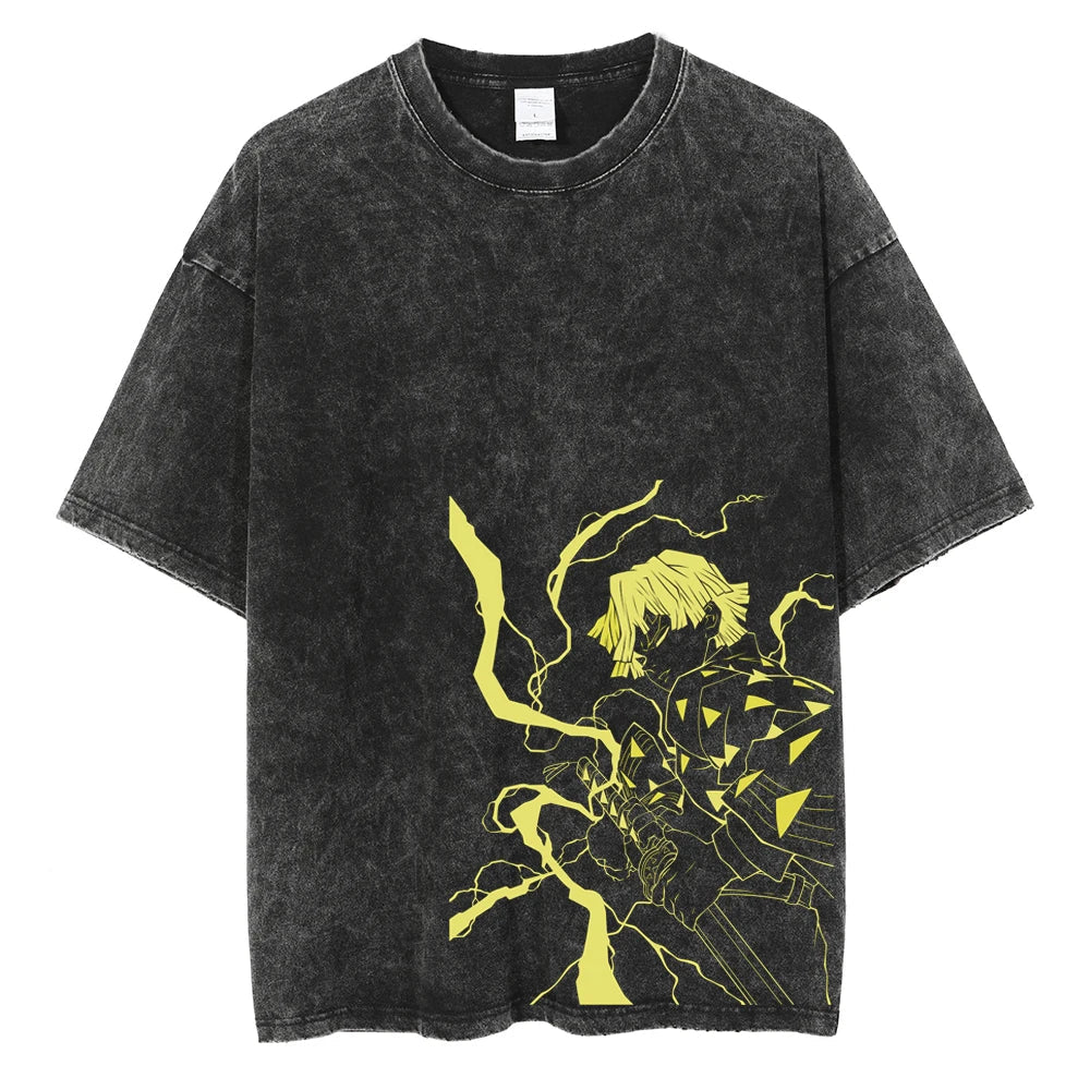 Nysekai "Thunder Breathing" Vintage Oversized T Shirt