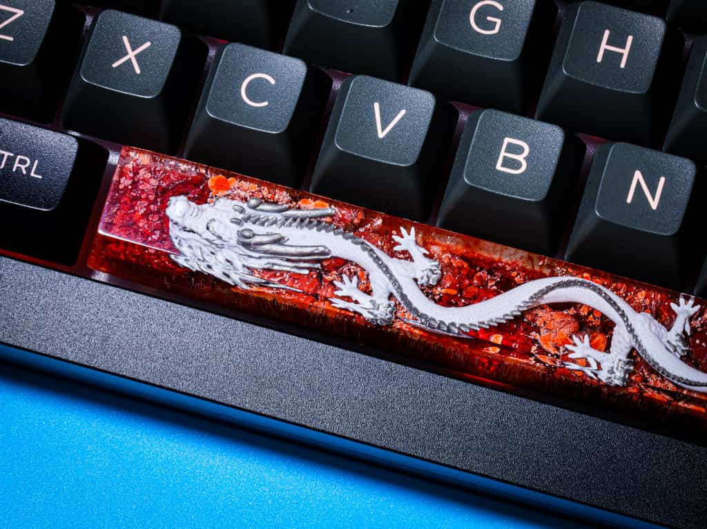 White Dragon Artisan Spacebar Keycap