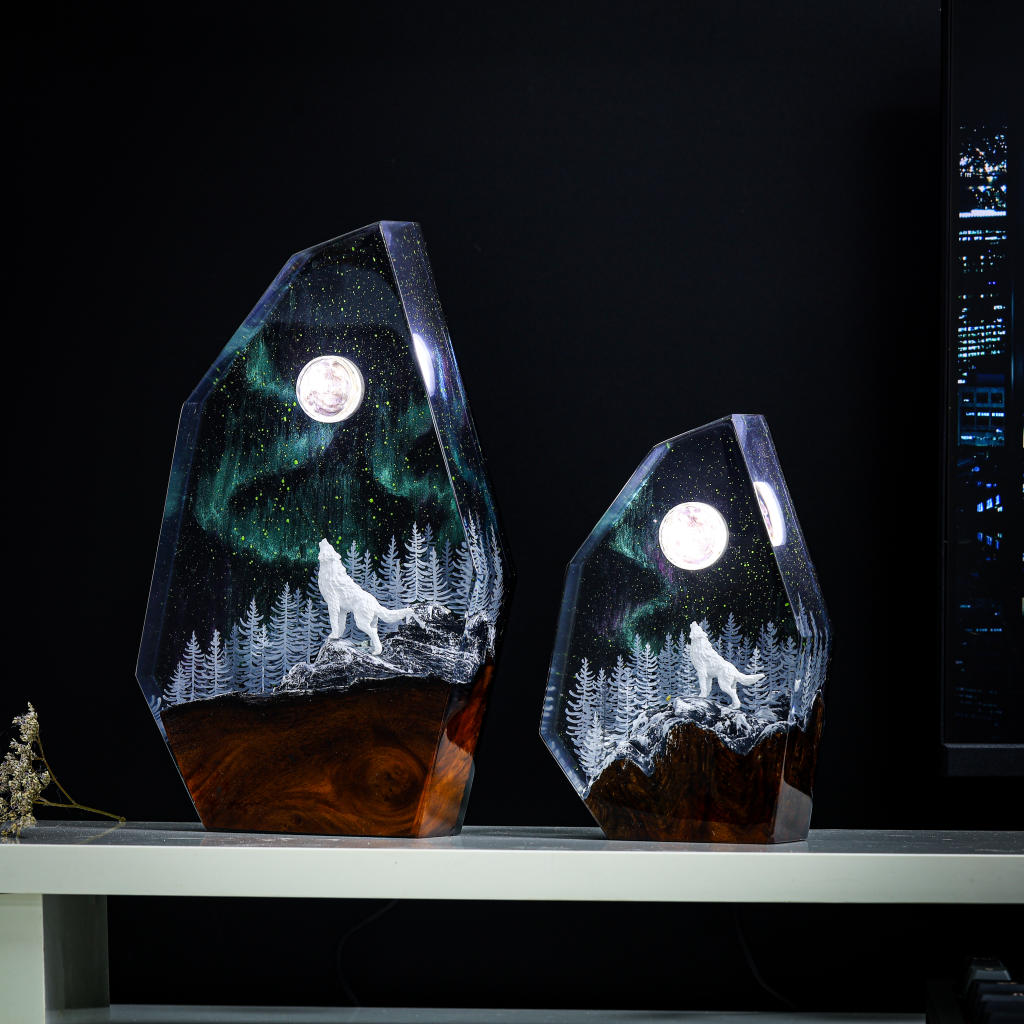 Fox in Aurora Borealis Night Lamp Ver 2 - Hirosart