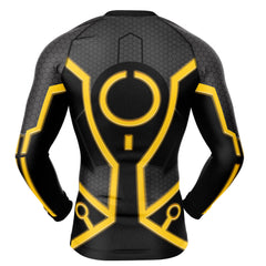 Yellow Circuits Uniform Tron Long Sleeve Rash Guard Compression