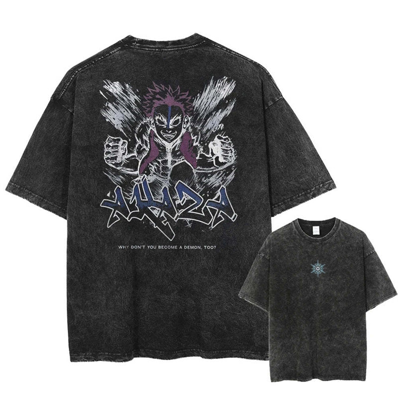 Nysekai "Akaza" Demon Slayer Vintage Washed Oversized T-Shirt