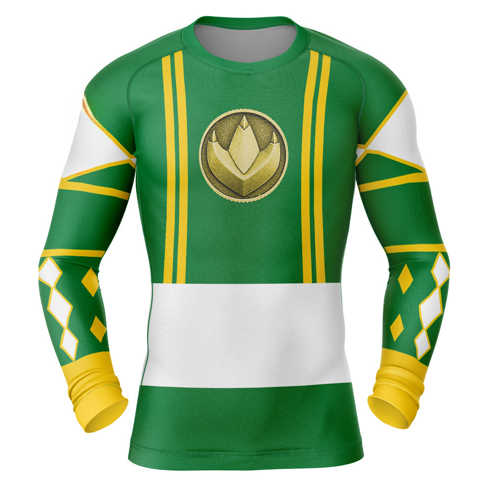 Green Ranger Ninjetti Mighty Morphin Power Rangers Long Sleeve Rash Guard Compression