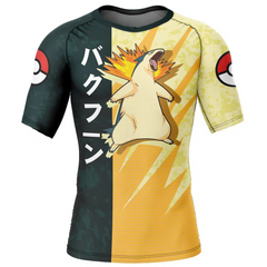 Typhlosion Attack Pokemon Short Sleeve Rash Guard Compression Shirt