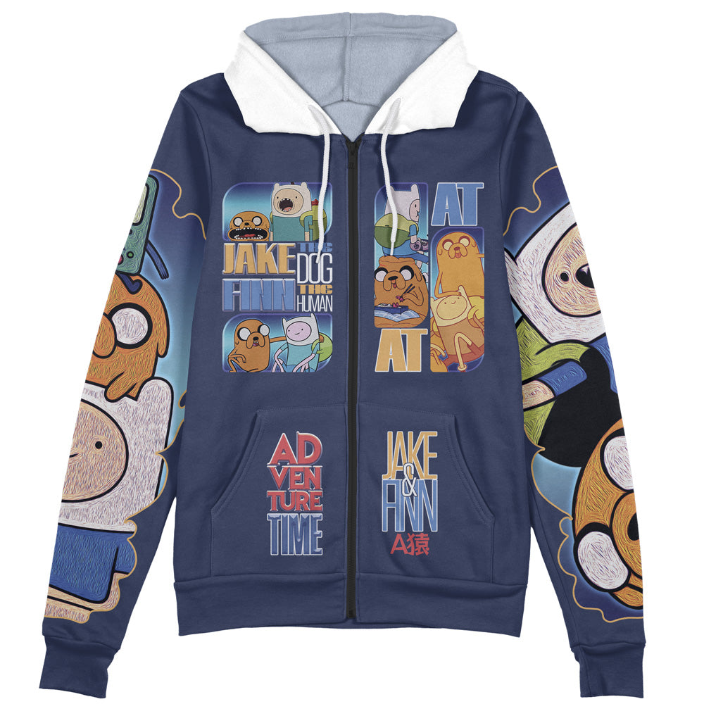 Jake the Dog and Finn the Human Adventure Time Streetwear Zip Hoodie Jacket