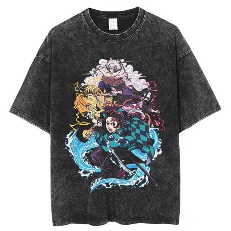 Nysekai "Squad" Demon Slayer Vintage Washed Oversized T-Shirt