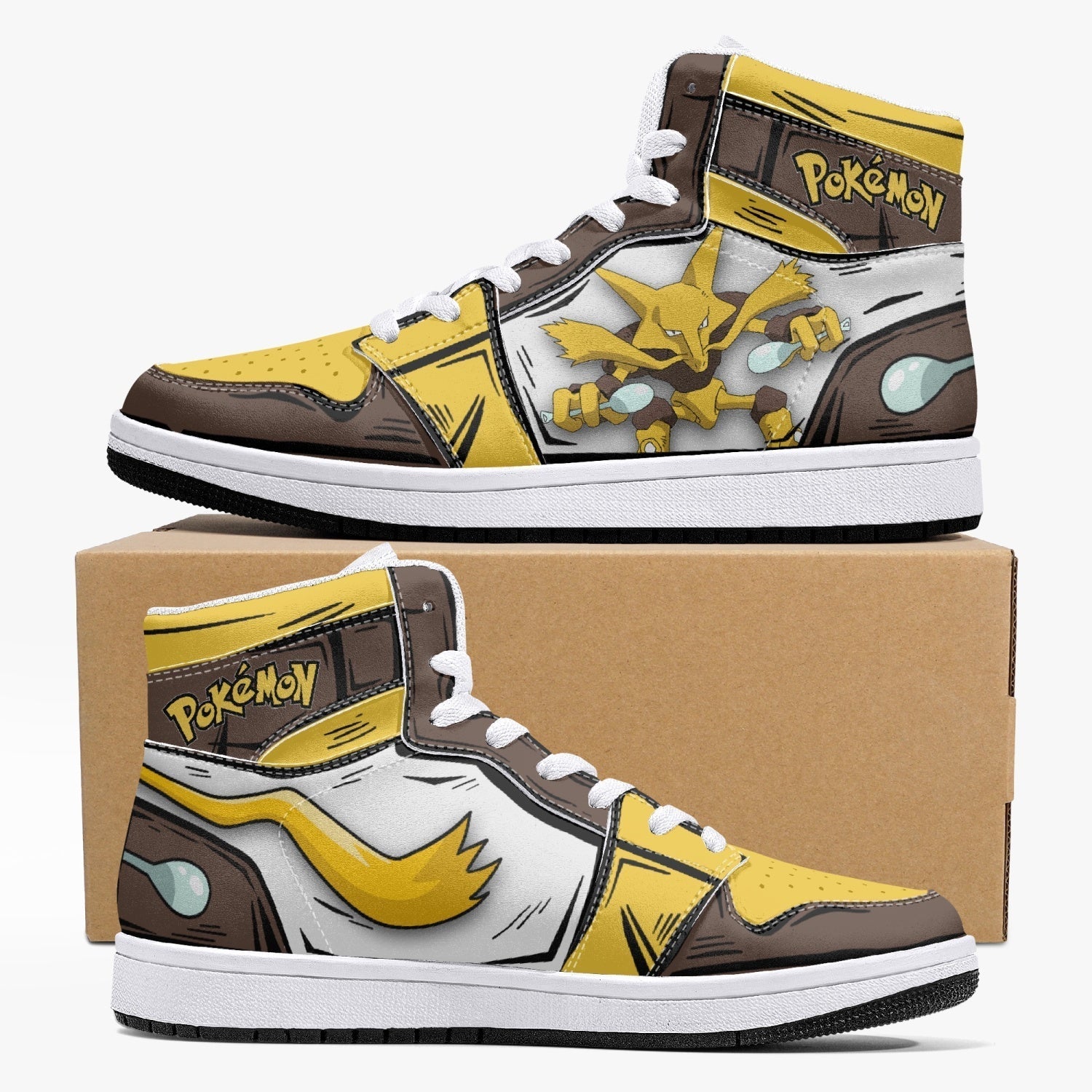 Alakazam Pokemon Mid 1 Basketball Shoes