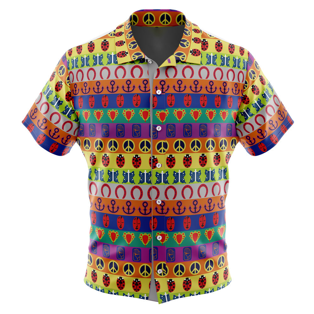 All Symbols Pattern Jojo's Bizarre Adventure Button Up Hawaiian Shirt