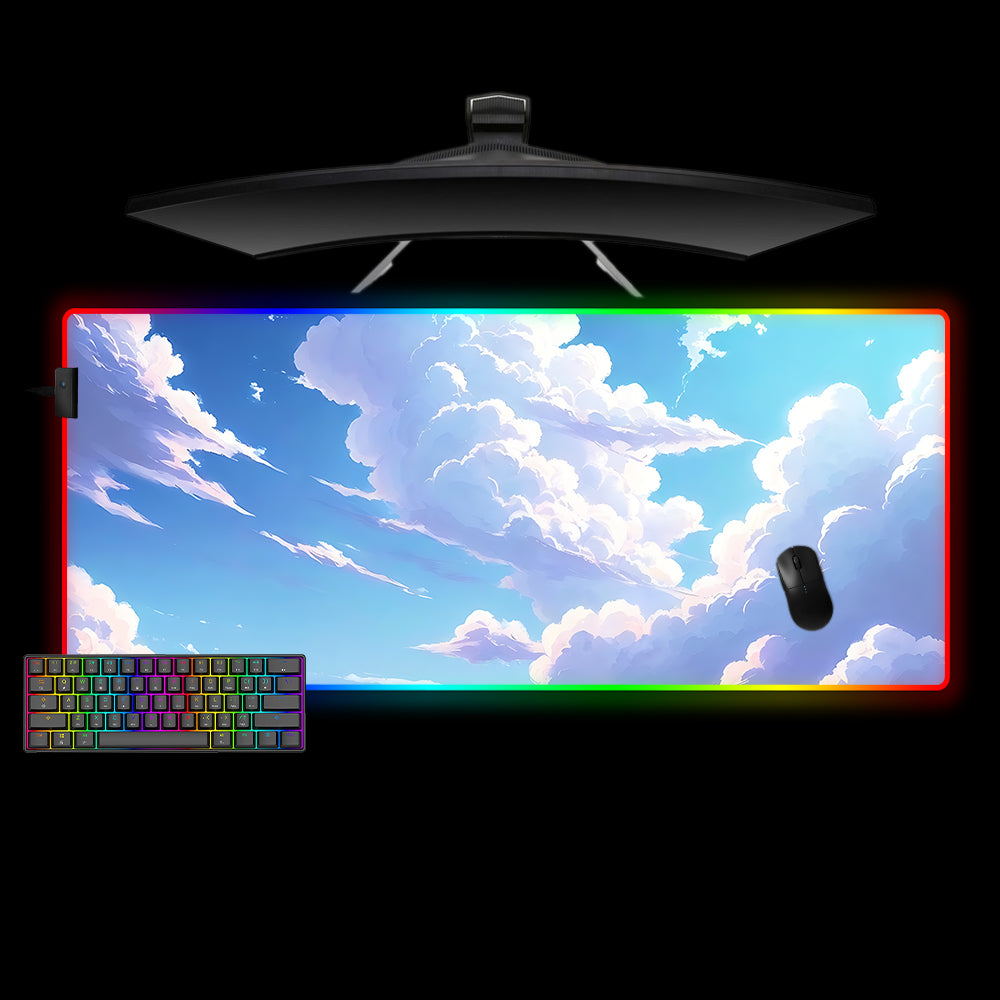 Anime Cloudy Sky Design M-XXL Size RGB Gaming Mouse Pad, Computer Desk Mat