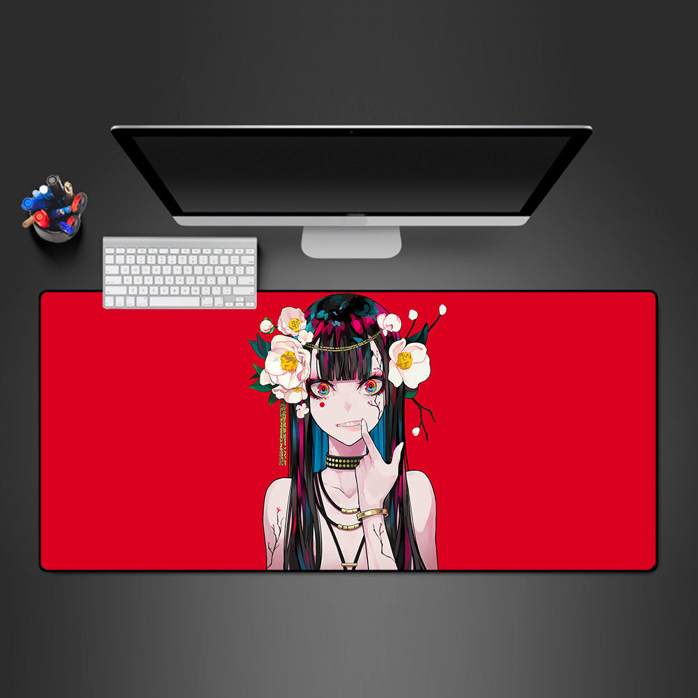 Anime Flower Girl Design M-XXL Size Gaming Mouse Pad, Computer Desk Mat