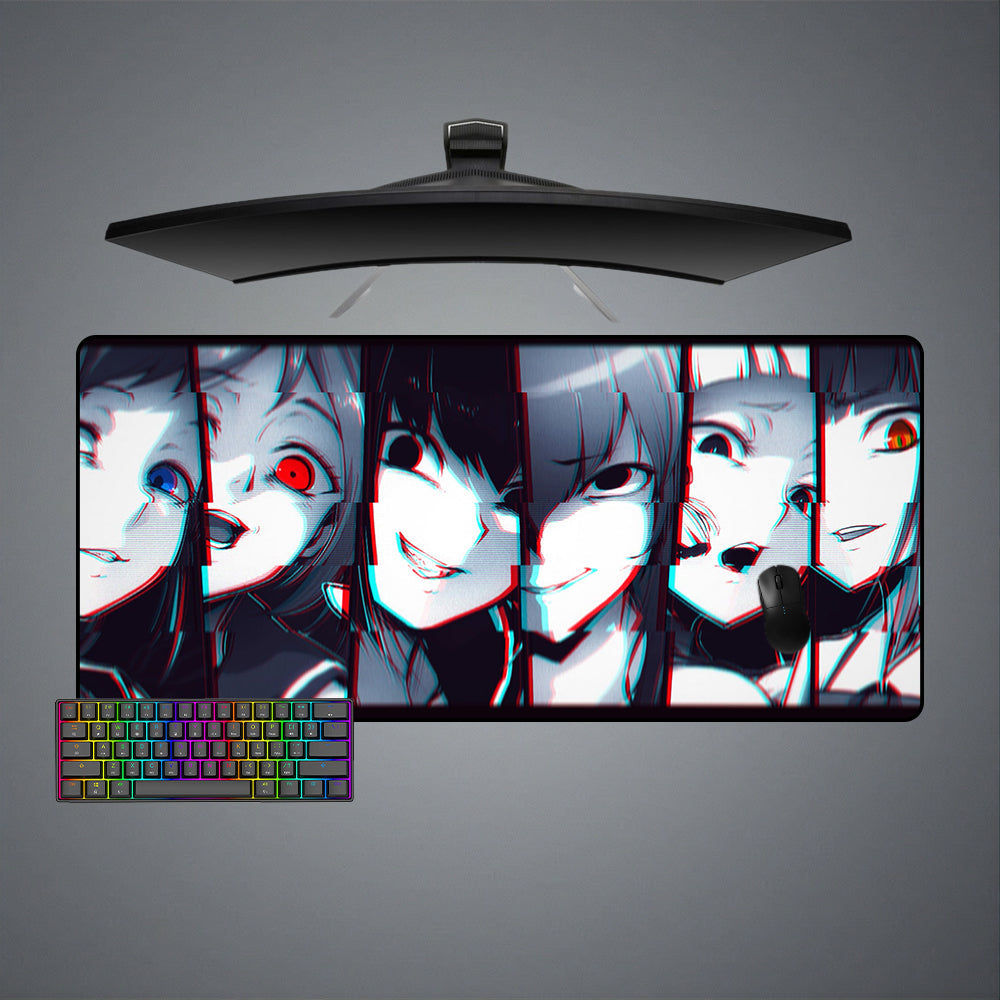 Anime Girl Glitch Collage Design M-XXL Size Gaming Mouse Pad, Computer Desk Mat