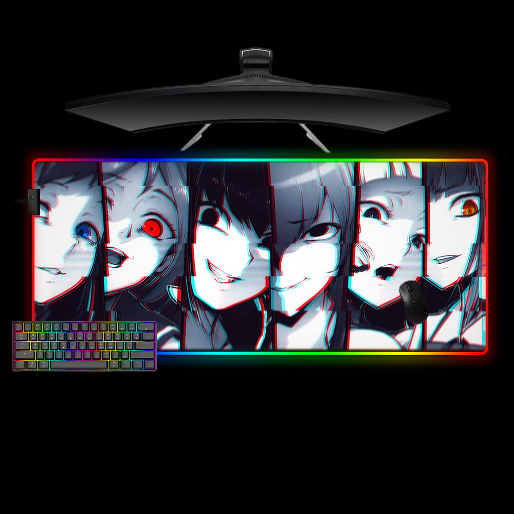 Anime Girl Glitch Collage Design M-XXL Size RGB Gaming Mouse Pad, Computer Desk Mat