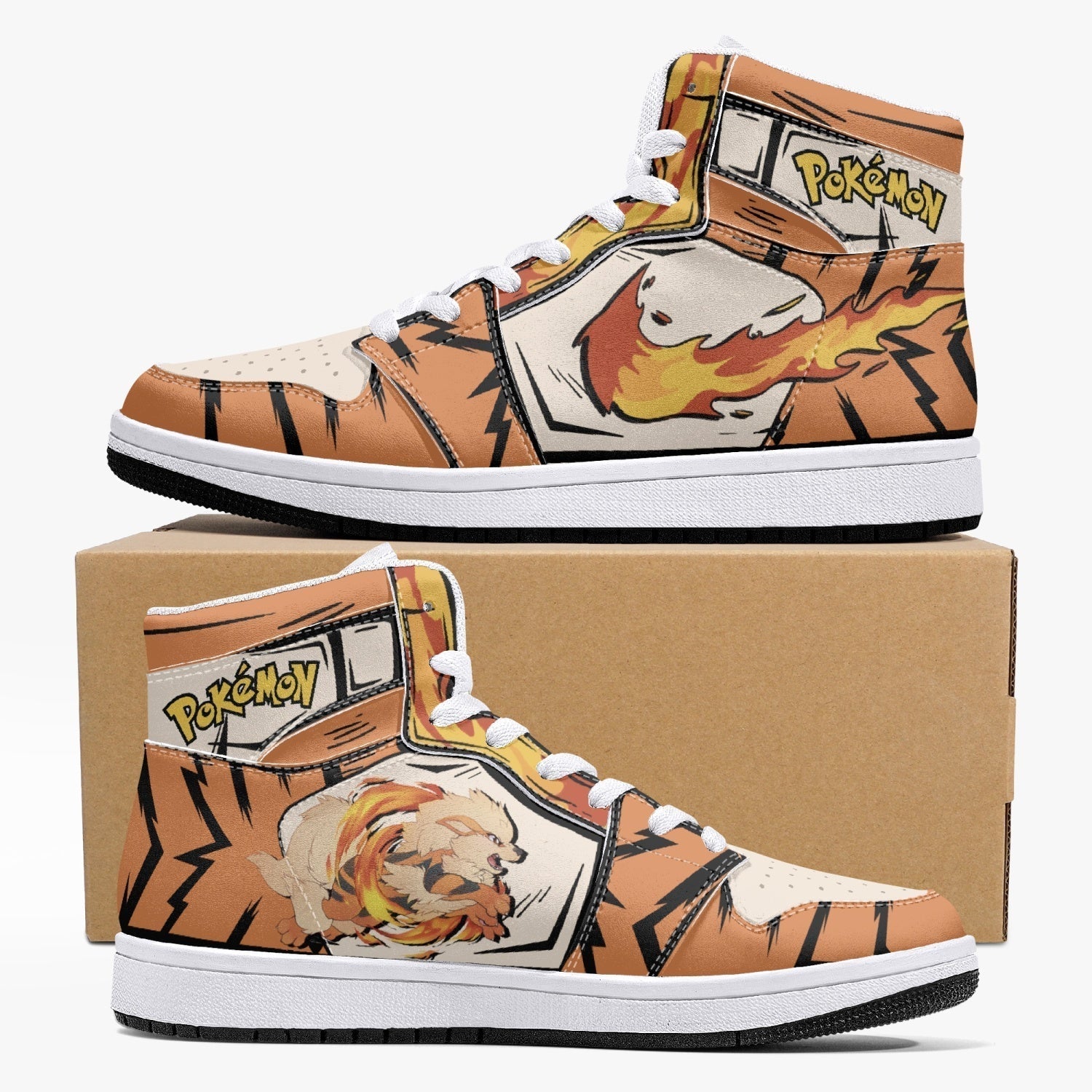 Arcanine Pokemon Mid 1 Basketball Shoes