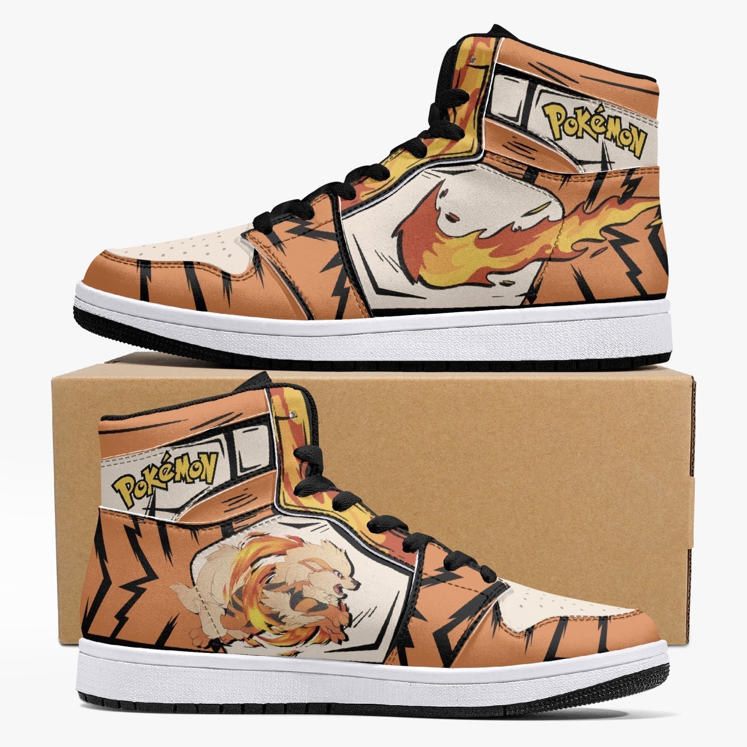 Arcanine Pokemon Mid 1 Basketball Shoes