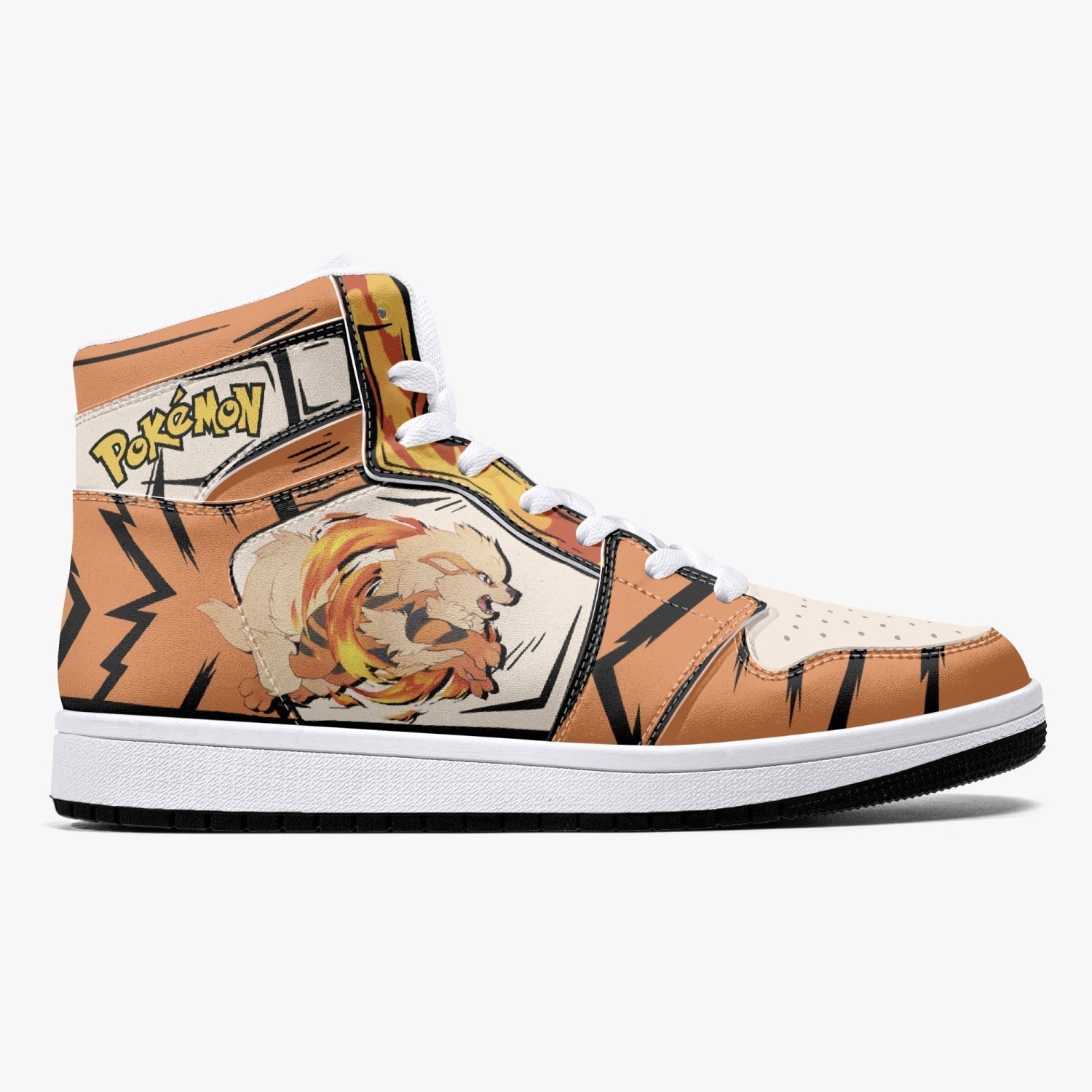 Arcanine Pokemon Mid 1 Basketball Shoes