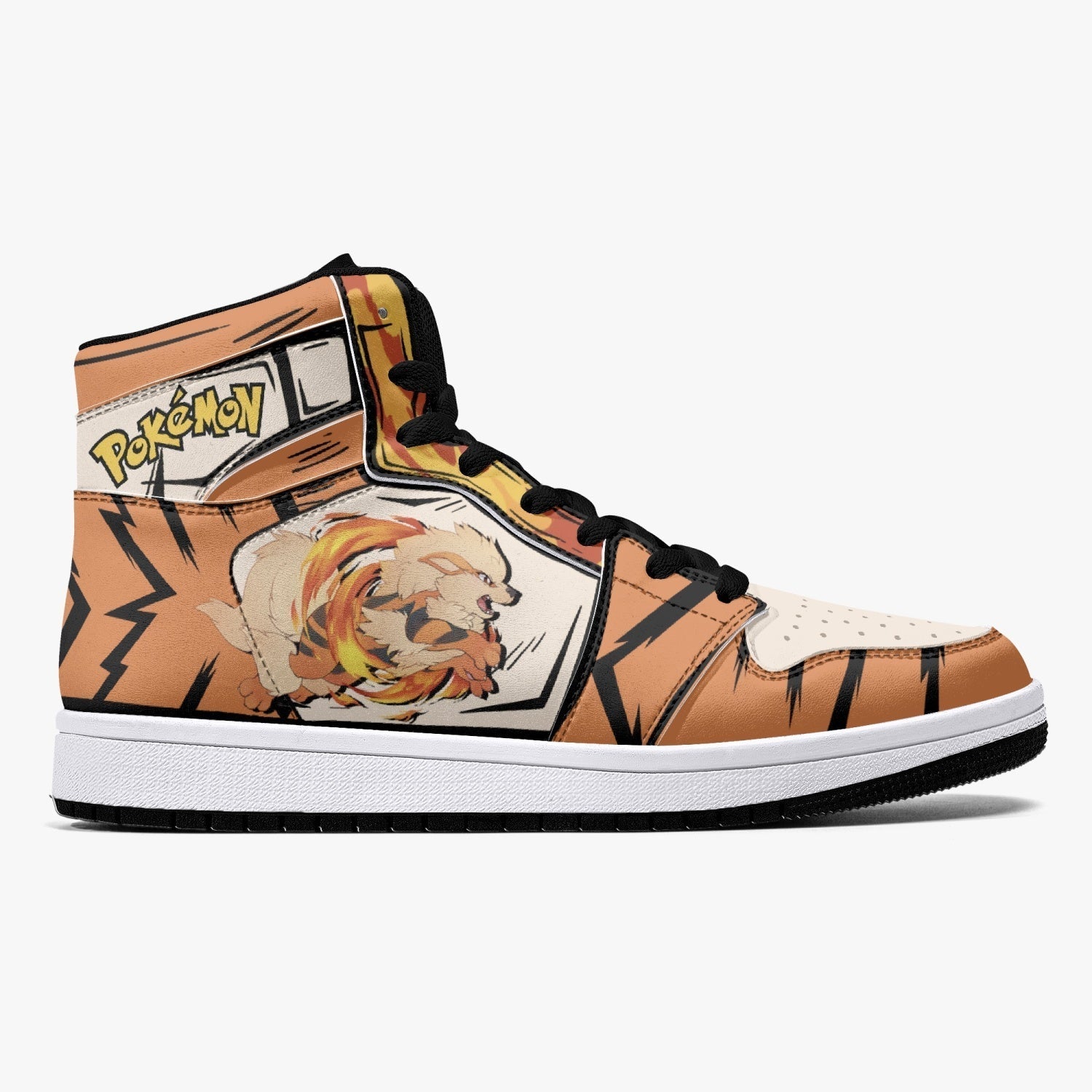 Arcanine Pokemon Mid 1 Basketball Shoes