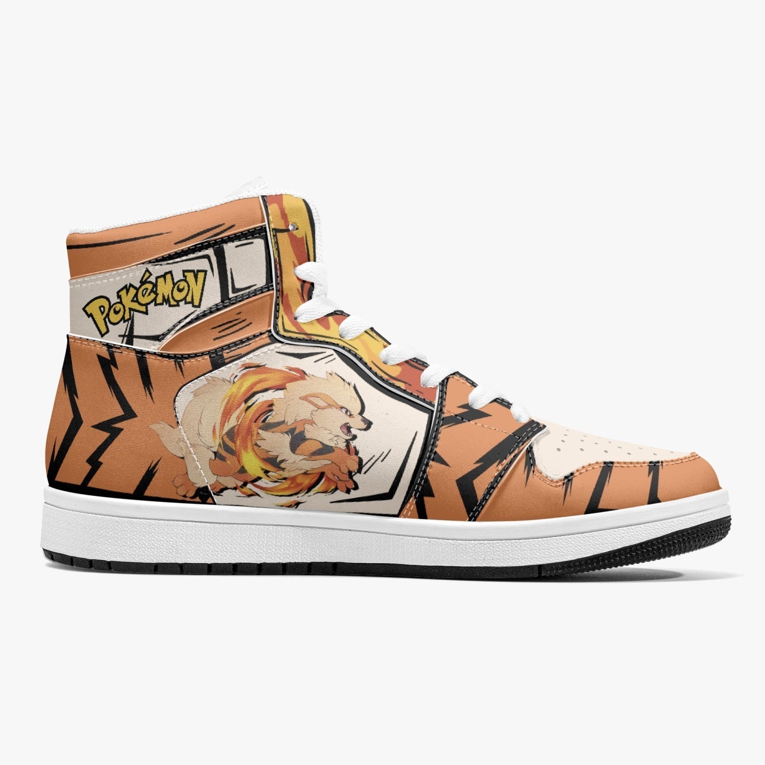 Arcanine Pokemon Mid 1 Basketball Shoes