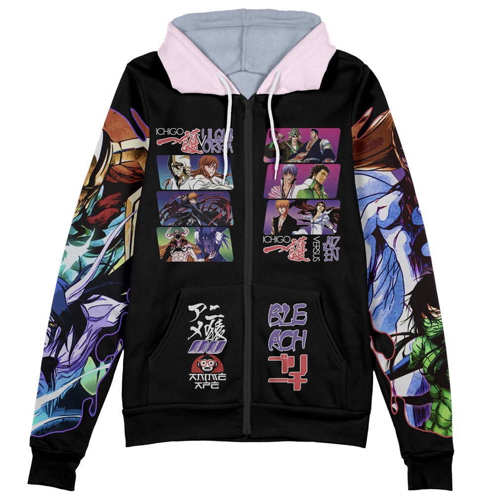 Arrancar Invasion Bleach Streetwear Zip Hoodie Jacket