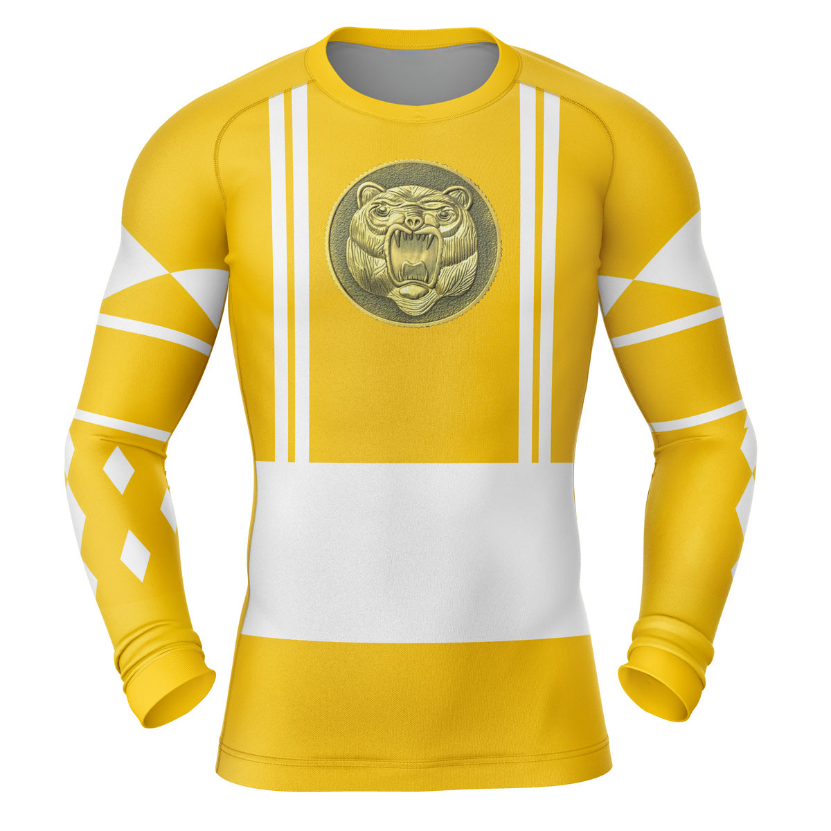 Yellow Ranger Ninjetti Mighty Morphin Power Rangers Long Sleeve Rash Guard Compression