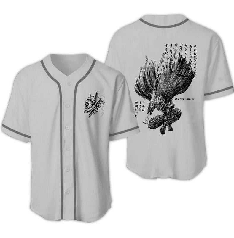 Nysekai "Berserk Anime Acid Washed " Baseball Jersey