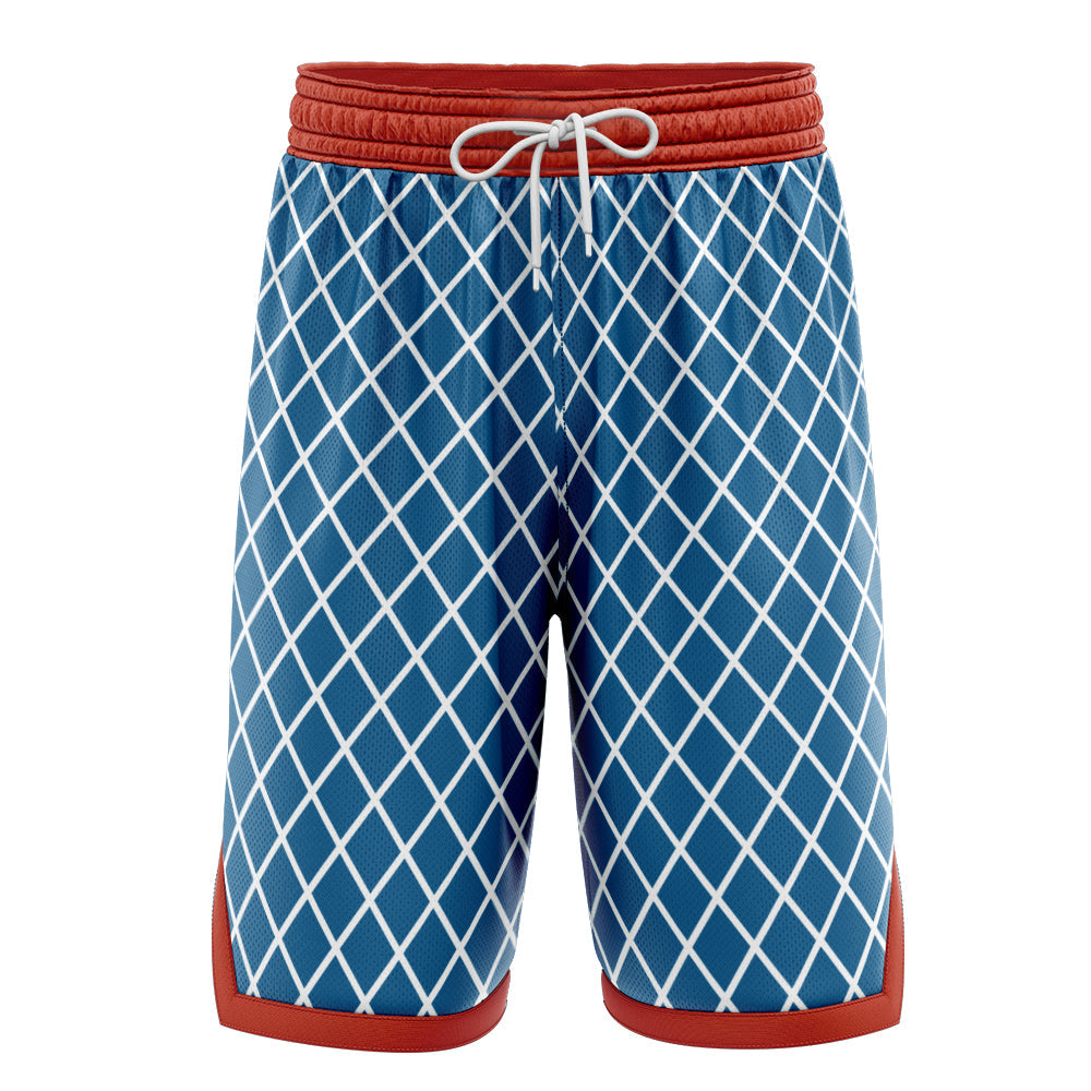 a picture of a blue and red shorts