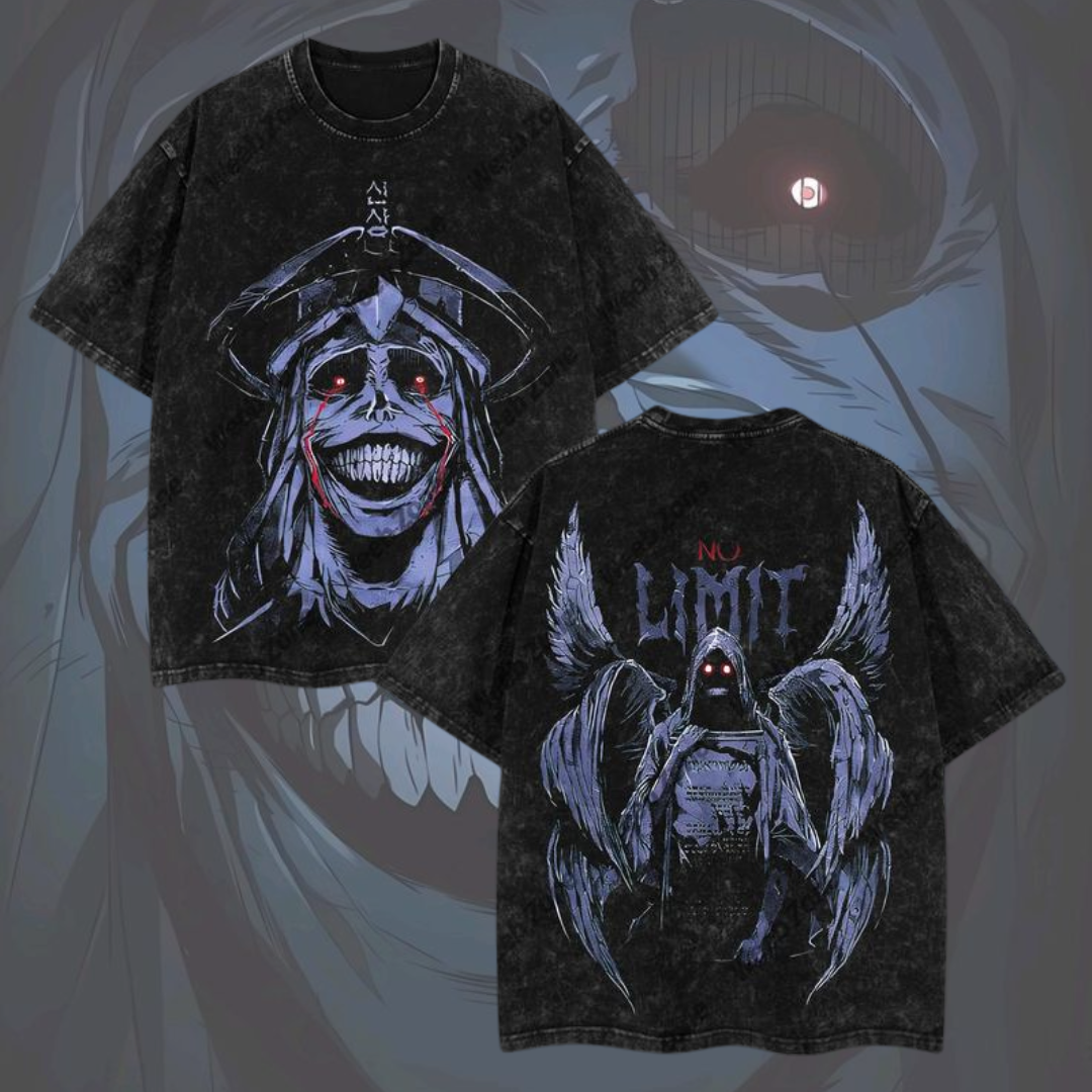 Nysekai "Statue of God Solo Leveling" Vintage Washed Oversized T-Shirt