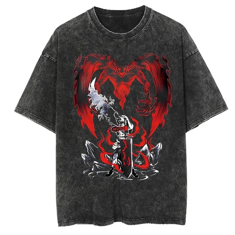 Nysekai "Asta" Black Clover Vintage Washed Oversized T-Shirt