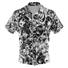 Ahegao Manga Collage Button Up Hawaiian Shirt v2