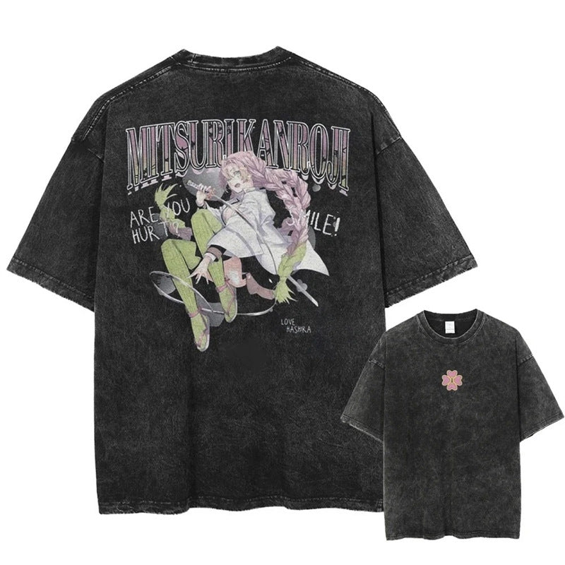 Nysekai "Mitsuri Kanroji" Demon Slayer Vintage Washed Oversized T-Shirt