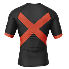 Bakugo My Hero Academia Short Sleeve Rash Guard Compression Shirt