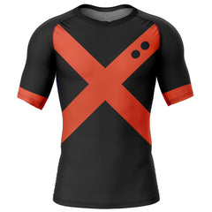 Bakugo My Hero Academia Short Sleeve Rash Guard Compression Shirt