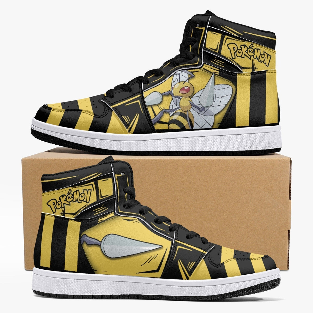 Beedrill Pokemon Mid 1 Basketball Shoes