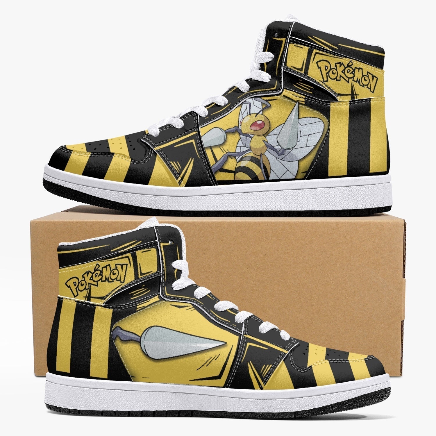 Beedrill Pokemon Mid 1 Basketball Shoes