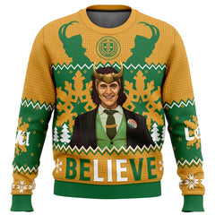 Believe Loki Marvel Ugly Christmas Sweater