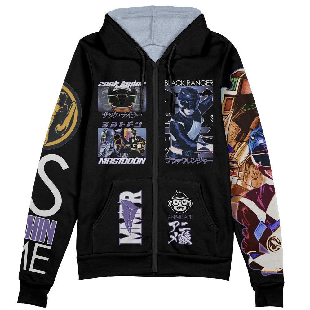 Black Ranger Mighty Morphin Power Rangers Streetwear Zip Hoodie Jacket
