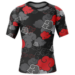 Black Aloha Akatsuki Naruto Short Sleeve Rash Guard Compression Shirt