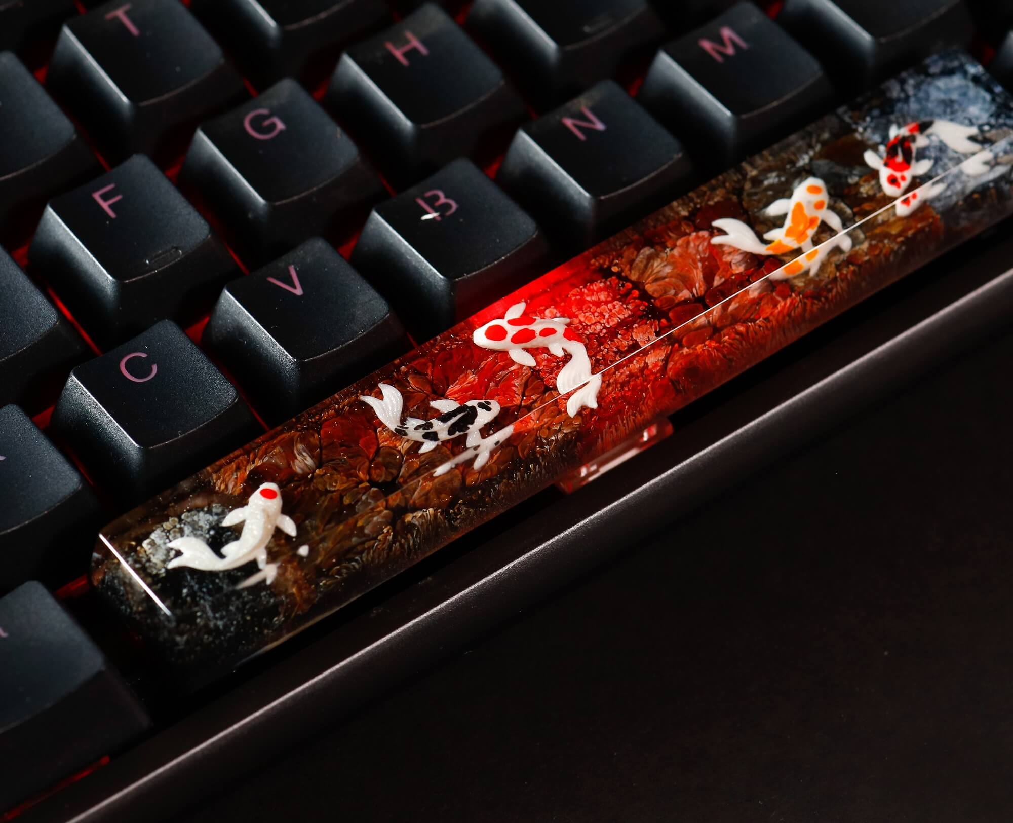 Black and Red Koi keycap - Hirosart