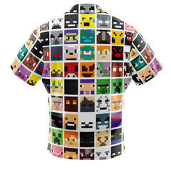 Block Faces Minecraft Button Up Hawaiian Shirt