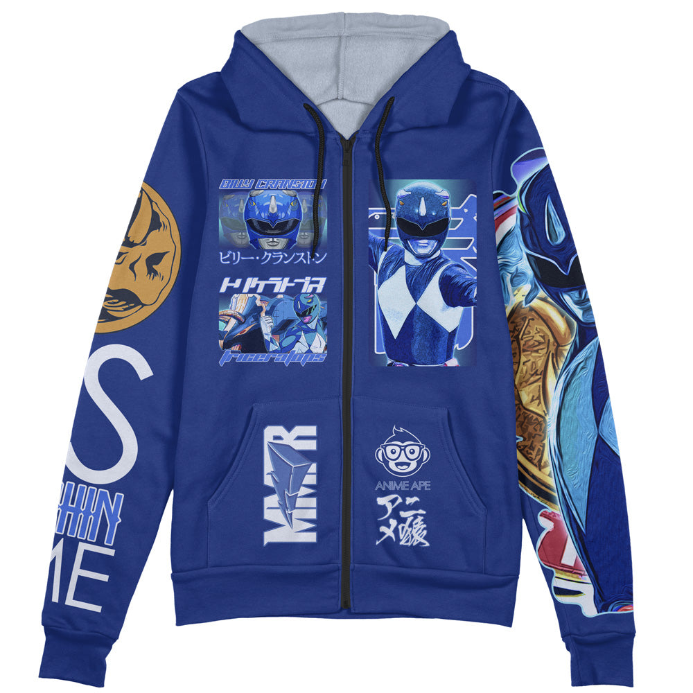 Blue Ranger Mighty Morphin Power Rangers Streetwear Zip Hoodie Jacket