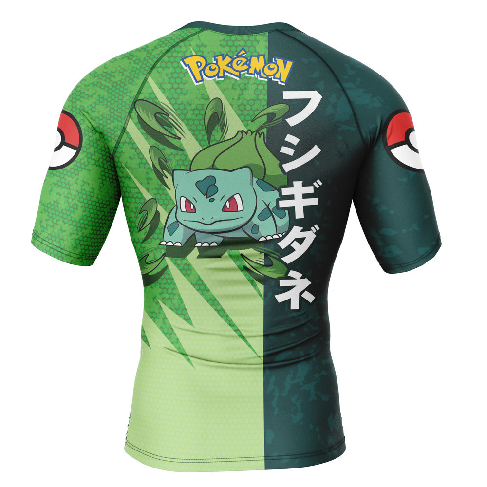 Bulbasaur Attack Pokemon Short Sleeve Rash Guard Compression Shirt