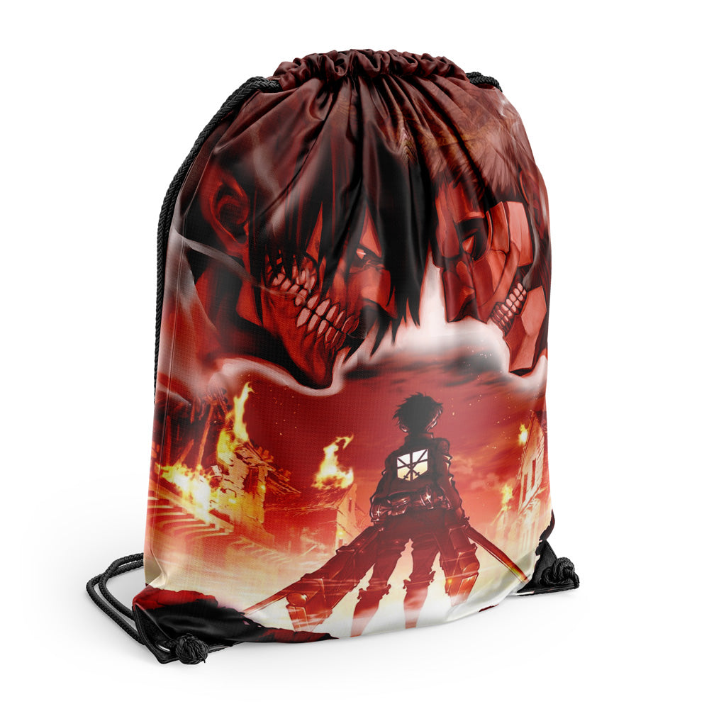 Burning Attack on Titan Drawstring Bag