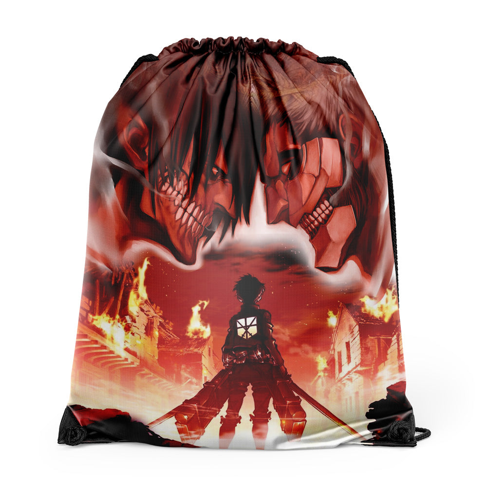 Burning Attack on Titan Drawstring Bag