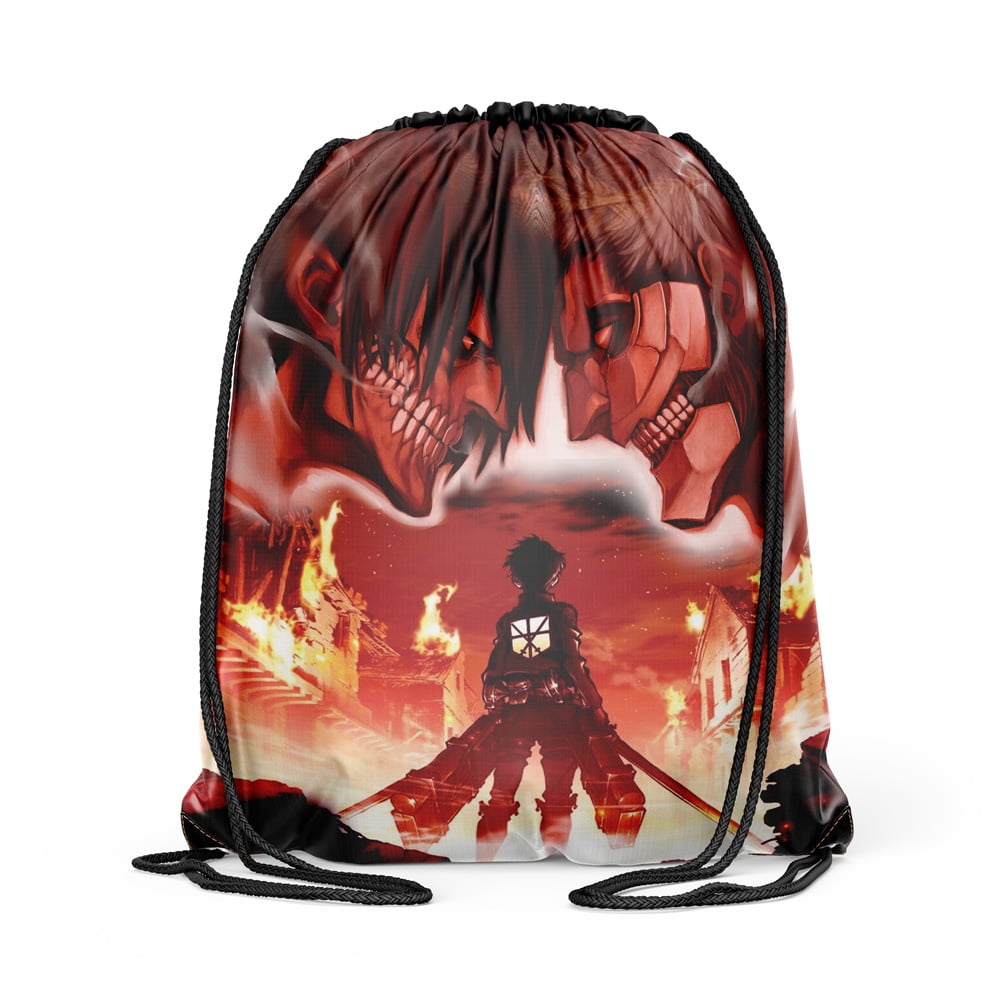 Burning Attack on Titan Drawstring Bag