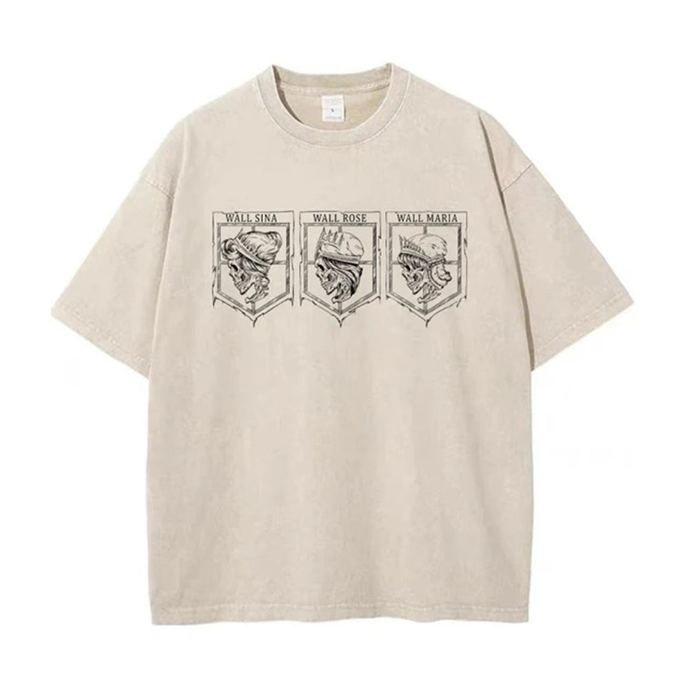 Nysekai "Last Defenders" Attack on Titan Vintage Washed Oversized T-Shirt
