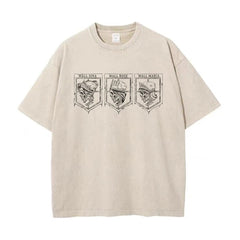 Nysekai "Last Defenders" Attack on Titan Vintage Washed Oversized T-Shirt