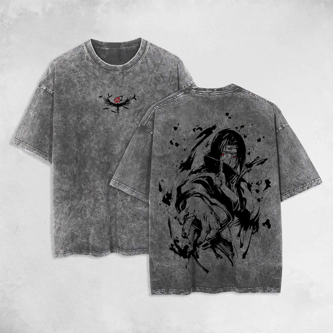 Nysekai "Uchiha Itachi Sharingan Eyes Naruto" Vintage Washed Oversized T-Shirt Nysekai
