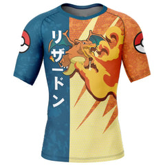 Charizard Attack Pokemon Short Sleeve Rash Guard Compression Shirt