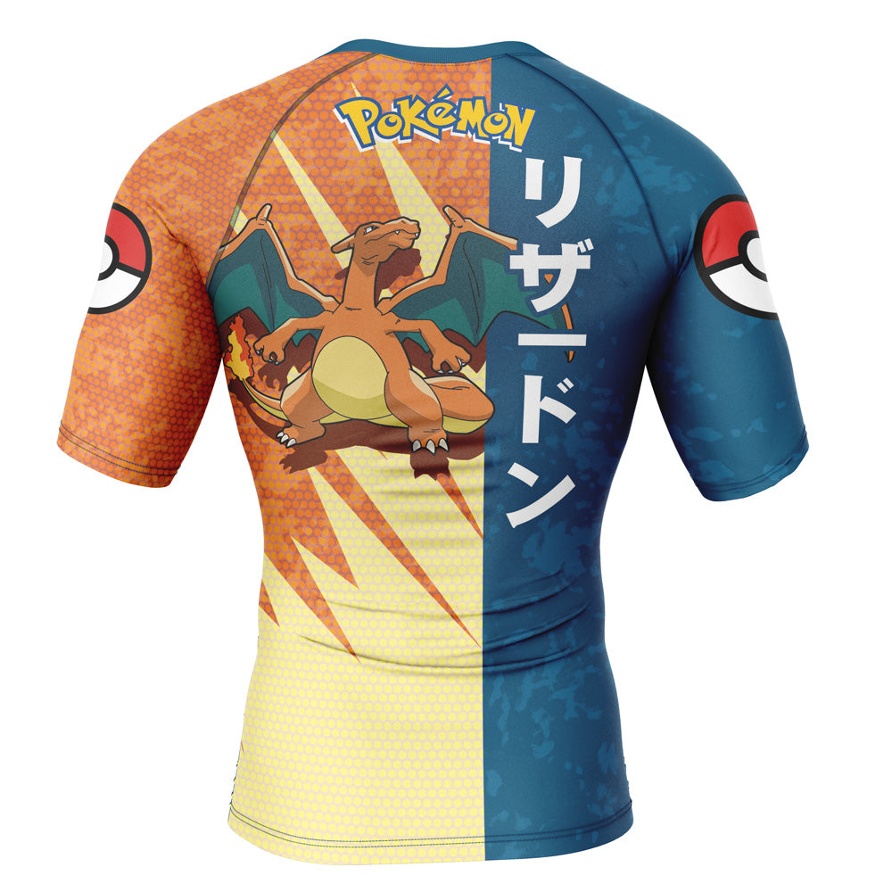 Charizard Attack Pokemon Short Sleeve Rash Guard Compression Shirt