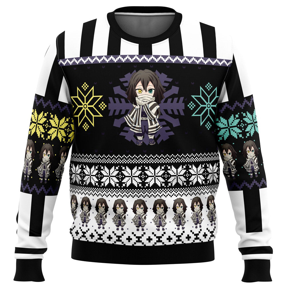 Chibi Christmas Obanai Iguro Demon Slayer Ugly Christmas Sweater